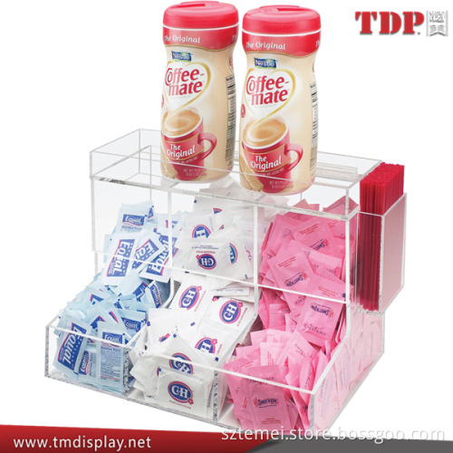 Customized Design Top-Loading 3 Bin Acrylic Coffee Condiment Organizer